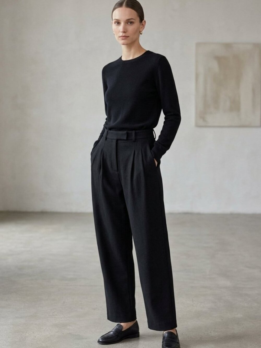 NWT Atoir x Rozalia Russian Black Wool Trouser High Rise Pleated Wide Leg Pants